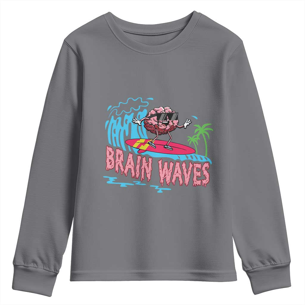 Funny Brain Waves Neuroscience Youth Sweatshirt TS09 Charcoal Print Your Wear