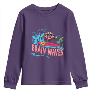 Funny Brain Waves Neuroscience Youth Sweatshirt TS09 Purple Print Your Wear