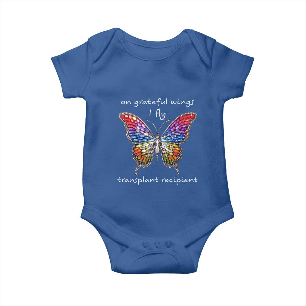 Transplant Recipient Baby Onesie On Grateful Wings I Fly TS09 Royal Blue Print Your Wear