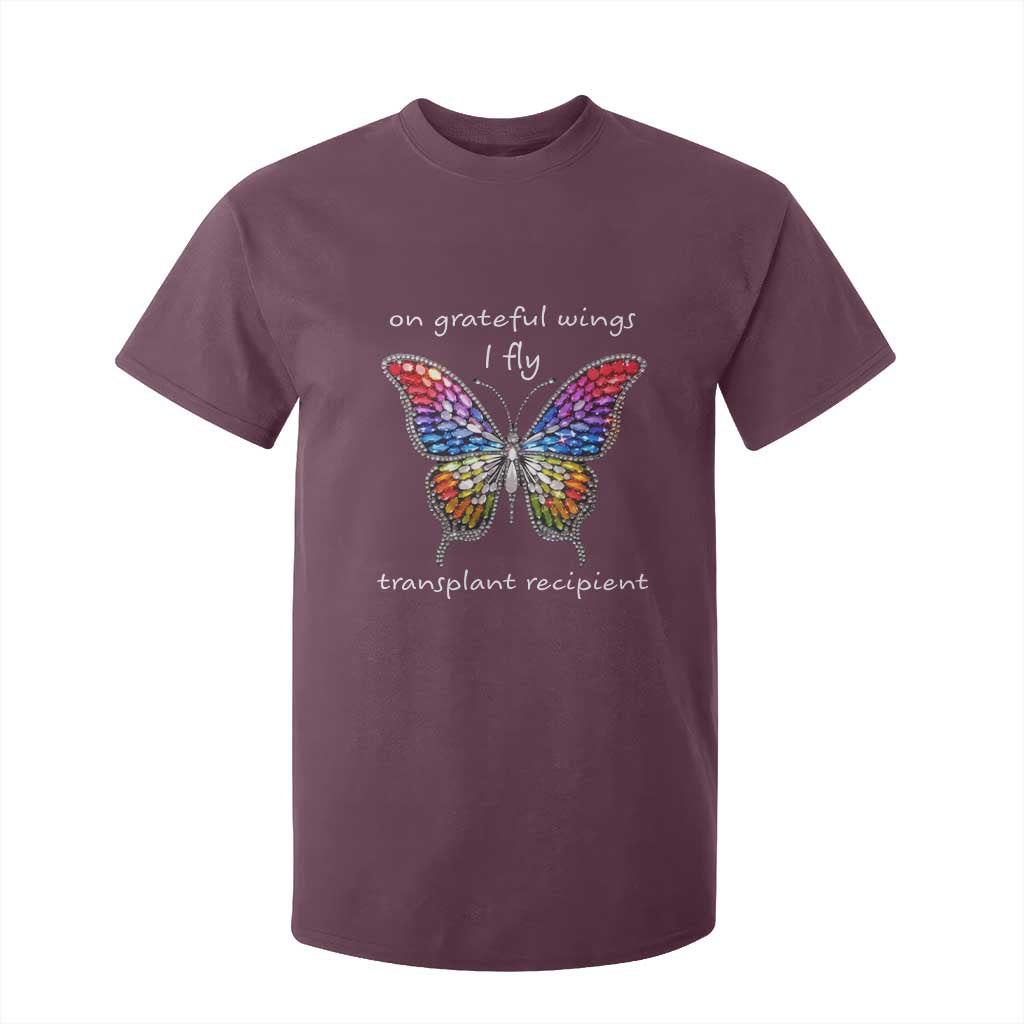 Transplant Recipient T Shirt For Kid On Grateful Wings I Fly TS09 Maroon Print Your Wear