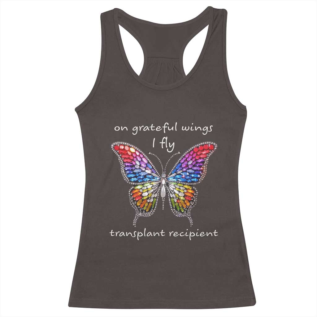 Transplant Recipient Racerback Tank Top On Grateful Wings I Fly TS09 Dark Chocolate Print Your Wear