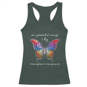 Transplant Recipient Racerback Tank Top On Grateful Wings I Fly TS09 Dark Forest Green Print Your Wear
