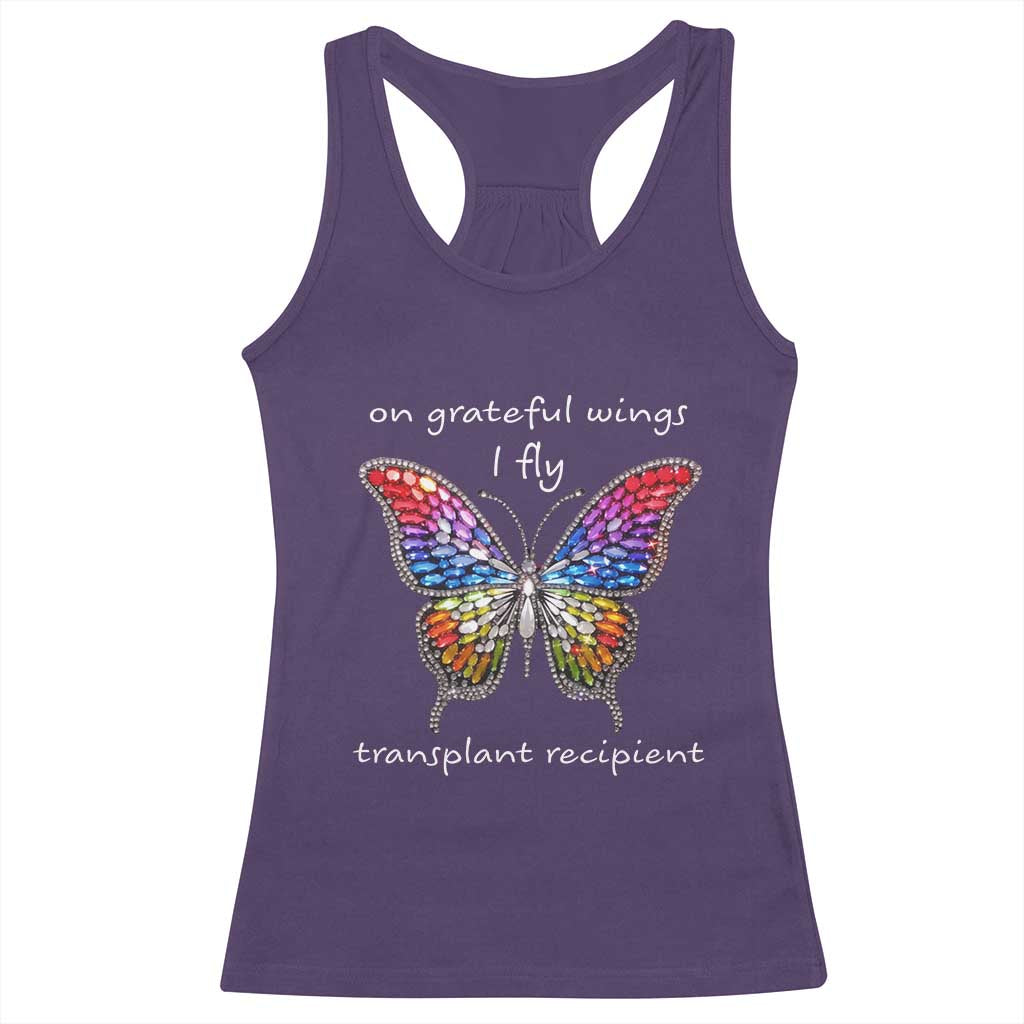 Transplant Recipient Racerback Tank Top On Grateful Wings I Fly TS09 Purple Print Your Wear