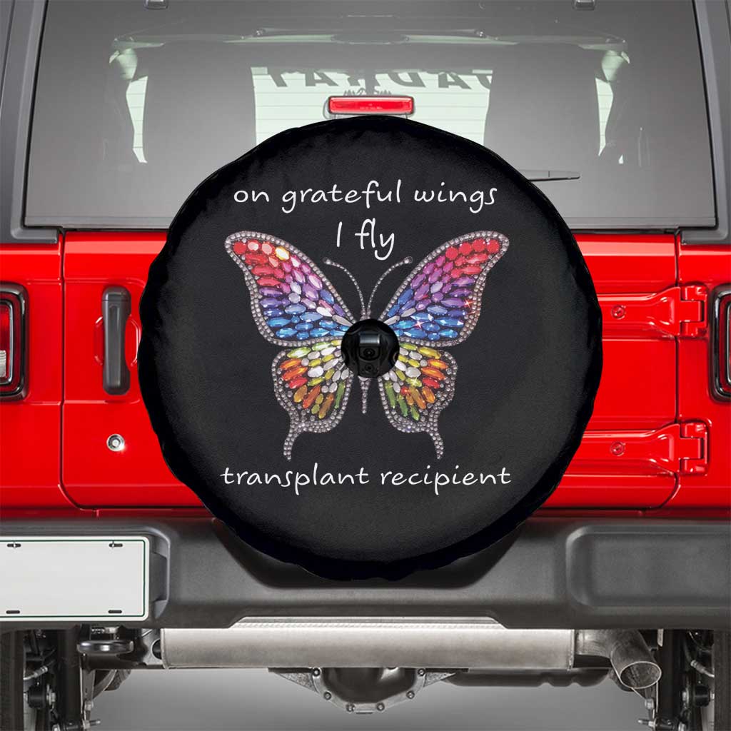 Transplant Recipient Spare Tire Cover On Grateful Wings I Fly TS09 Black Print Your Wear