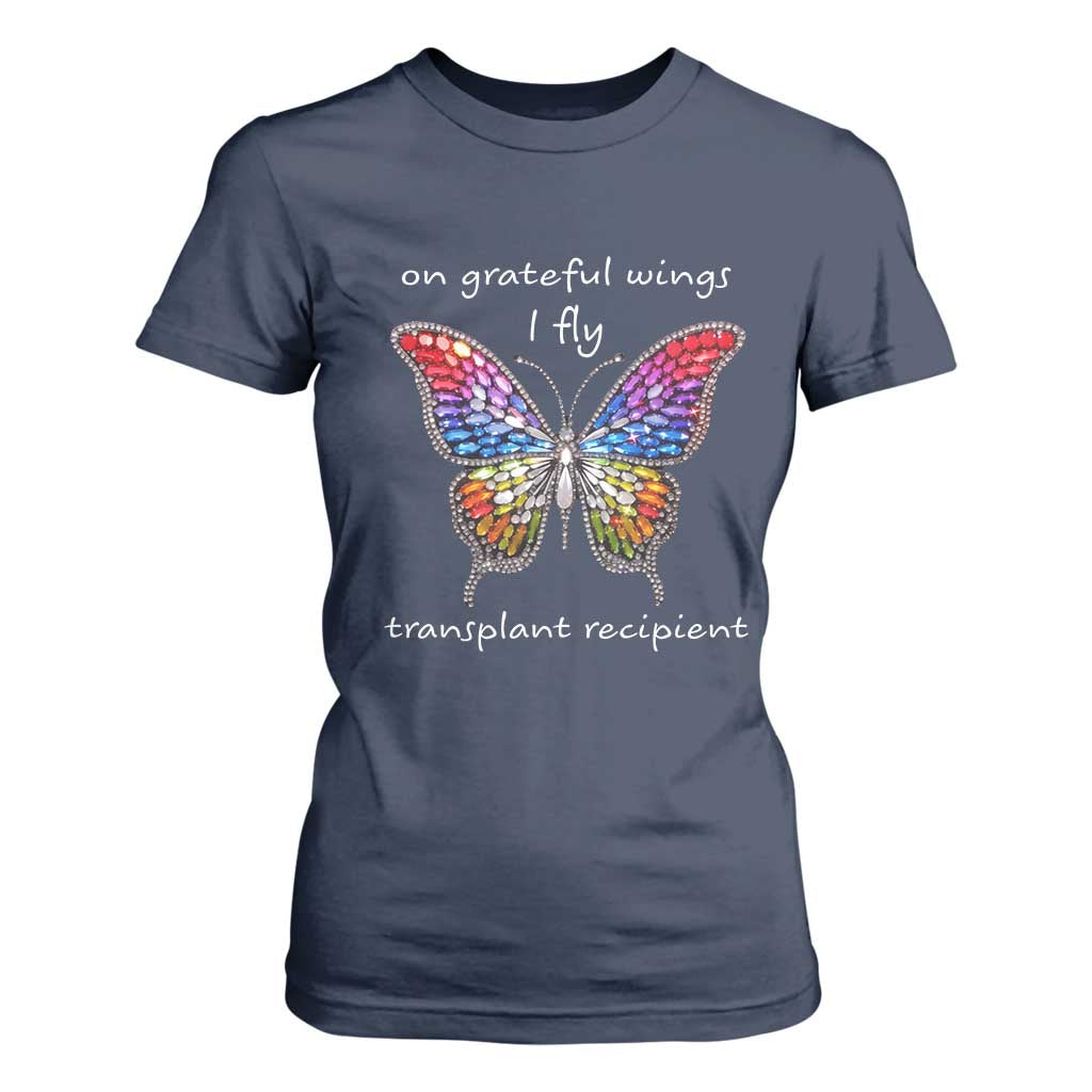 Transplant Recipient T Shirt For Women On Grateful Wings I Fly TS09 Navy Print Your Wear