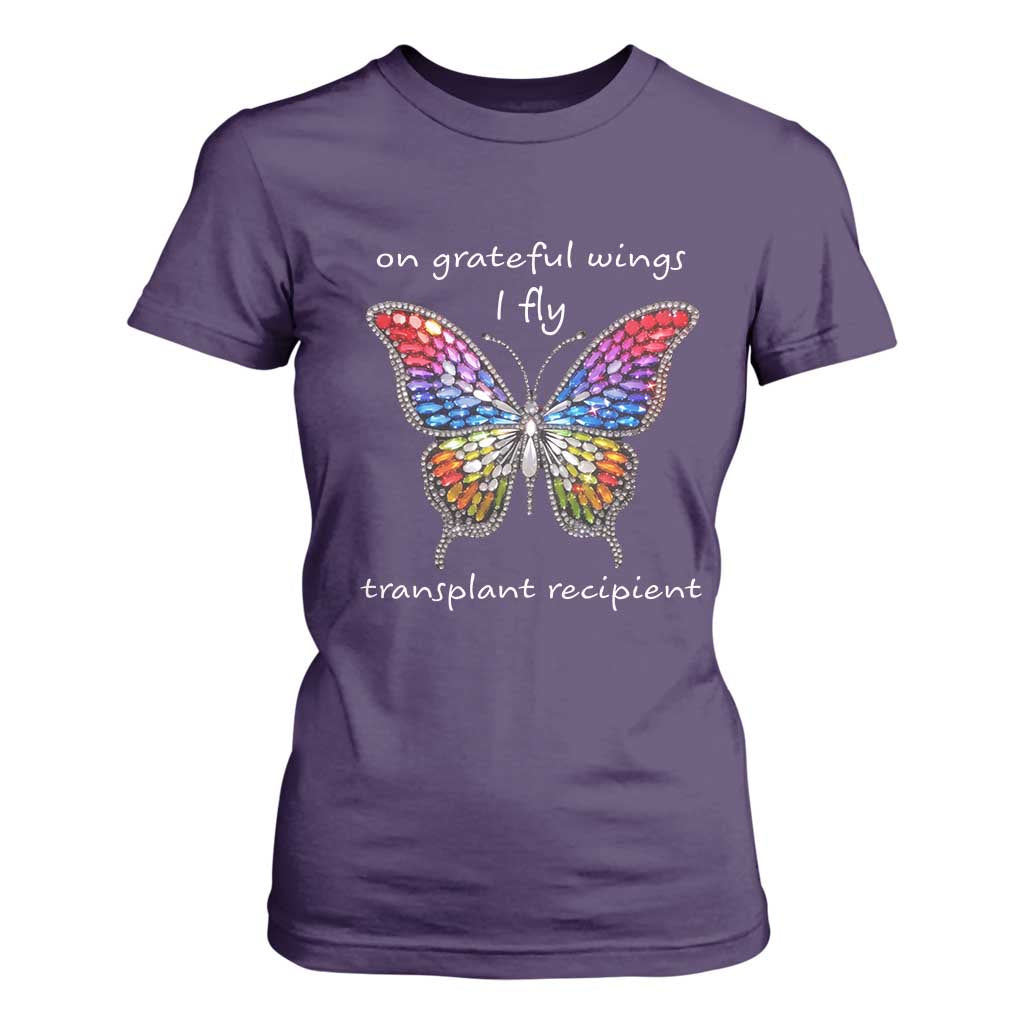 Transplant Recipient T Shirt For Women On Grateful Wings I Fly TS09 Purple Print Your Wear
