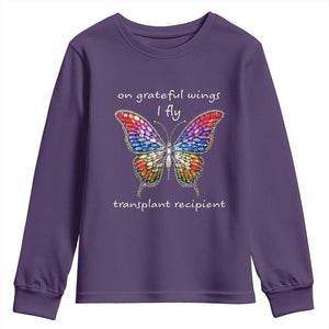 Transplant Recipient Youth Sweatshirt On Grateful Wings I Fly TS09 Purple Print Your Wear