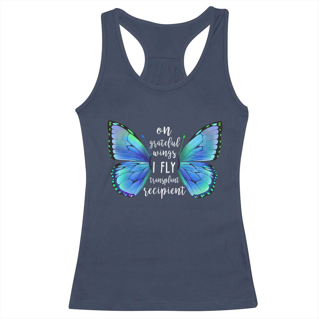 Transplant Recipient On Grateful Wings I Fly Racerback Tank Top TS09 Navy Print Your Wear