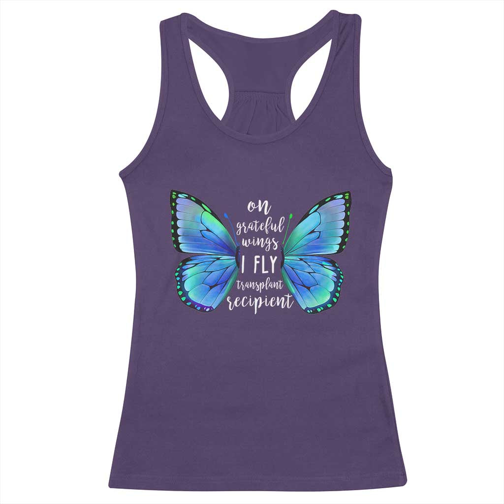 Transplant Recipient On Grateful Wings I Fly Racerback Tank Top TS09 Purple Print Your Wear