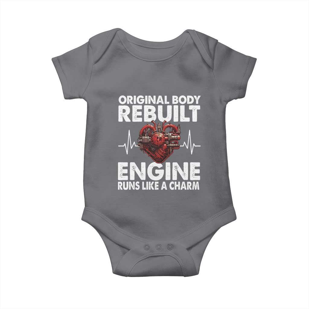Open Heart Surgery Baby Onesie Original Body Rebuilt Engine Runs Like A Charm TS09 Charcoal Print Your Wear