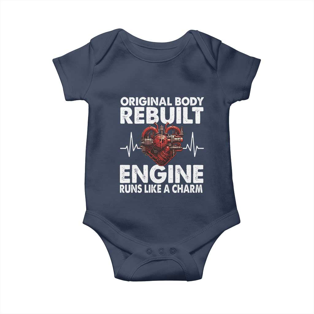 Open Heart Surgery Baby Onesie Original Body Rebuilt Engine Runs Like A Charm TS09 Navy Print Your Wear