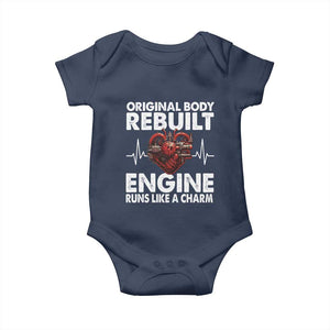 Open Heart Surgery Baby Onesie Original Body Rebuilt Engine Runs Like A Charm TS09 Navy Print Your Wear