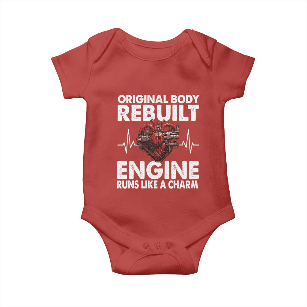 Open Heart Surgery Baby Onesie Original Body Rebuilt Engine Runs Like A Charm TS09 Red Print Your Wear