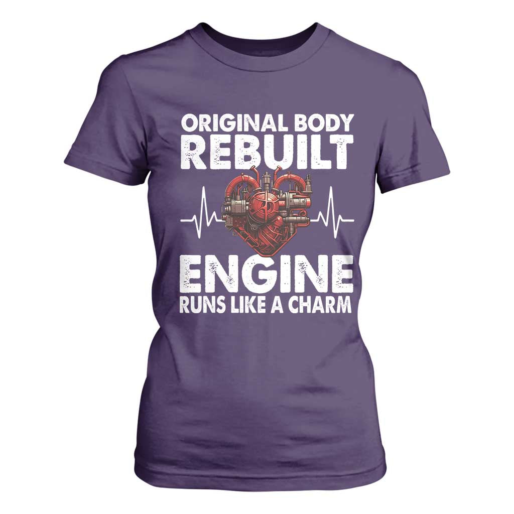 Open Heart Surgery T Shirt For Women Original Body Rebuilt Engine Runs Like A Charm TS09 Purple Print Your Wear