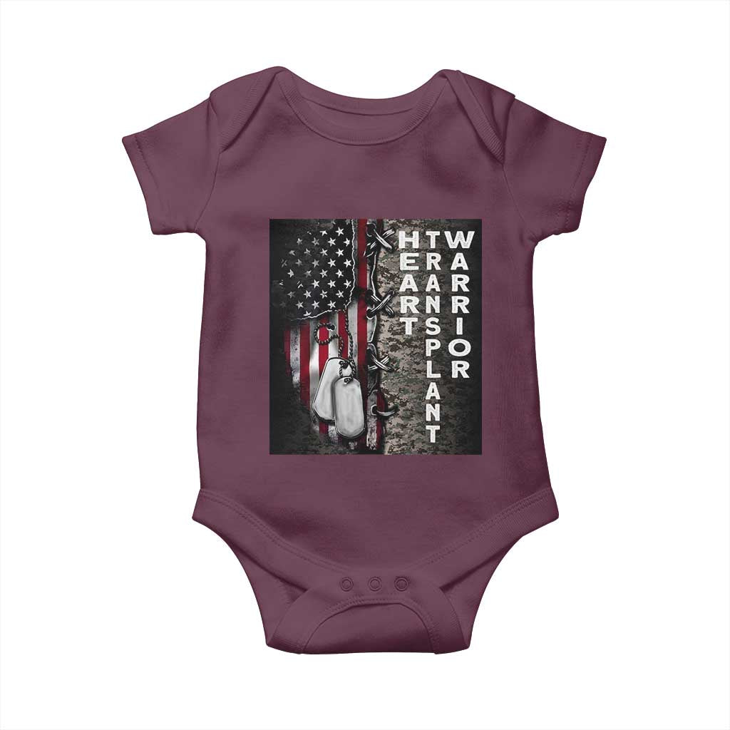 Heart Transplant Warrior Baby Onesie Surgery Survivor American Flag TS09 Maroon Print Your Wear