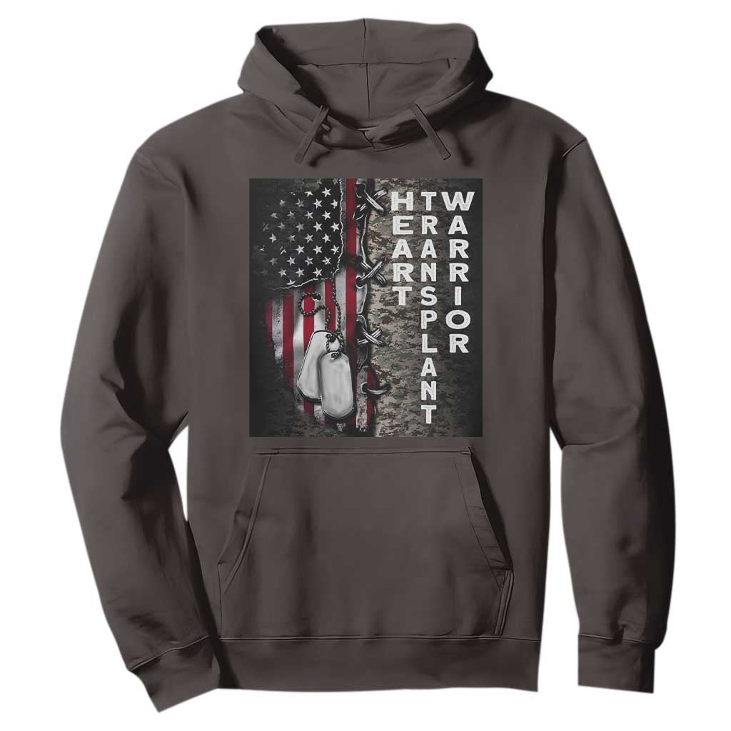 Heart Transplant Warrior Hoodie Surgery Survivor American Flag TS09 Dark Chocolate Print Your Wear