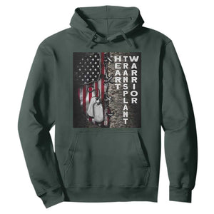 Heart Transplant Warrior Hoodie Surgery Survivor American Flag TS09 Dark Forest Green Print Your Wear