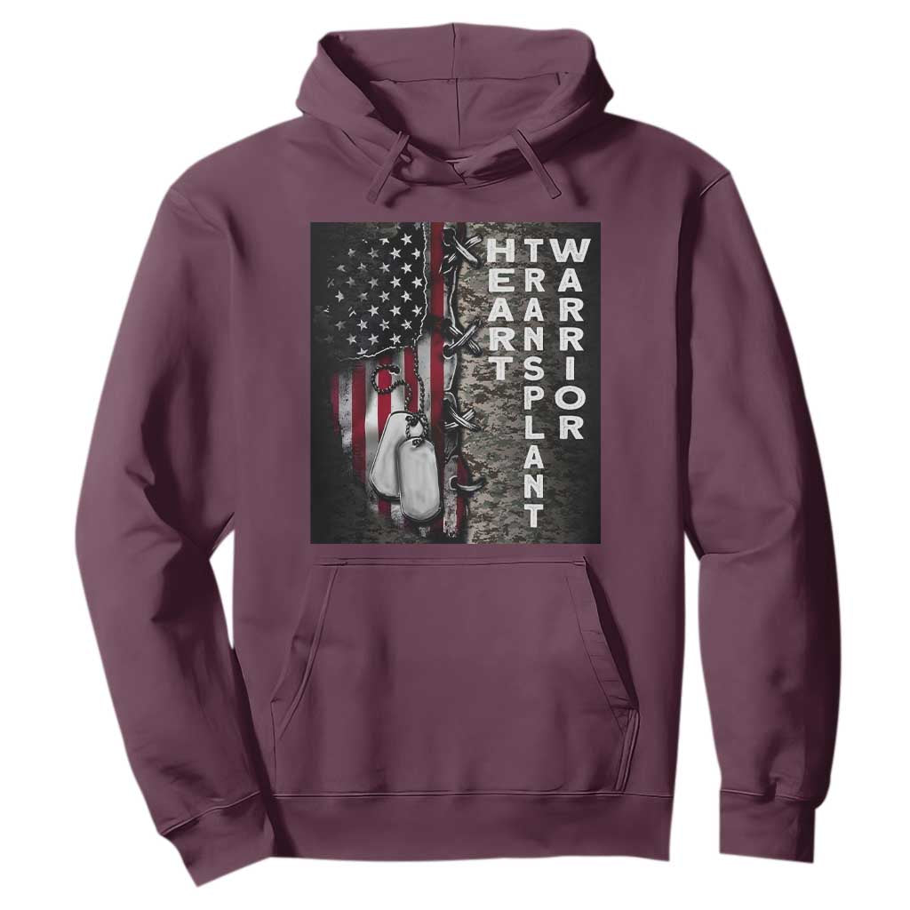 Heart Transplant Warrior Hoodie Surgery Survivor American Flag TS09 Maroon Print Your Wear