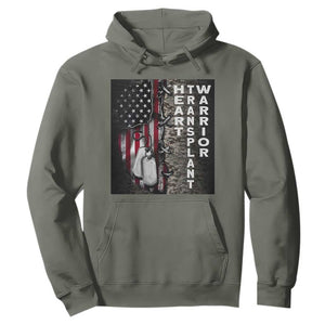 Heart Transplant Warrior Hoodie Surgery Survivor American Flag TS09 Military Green Print Your Wear