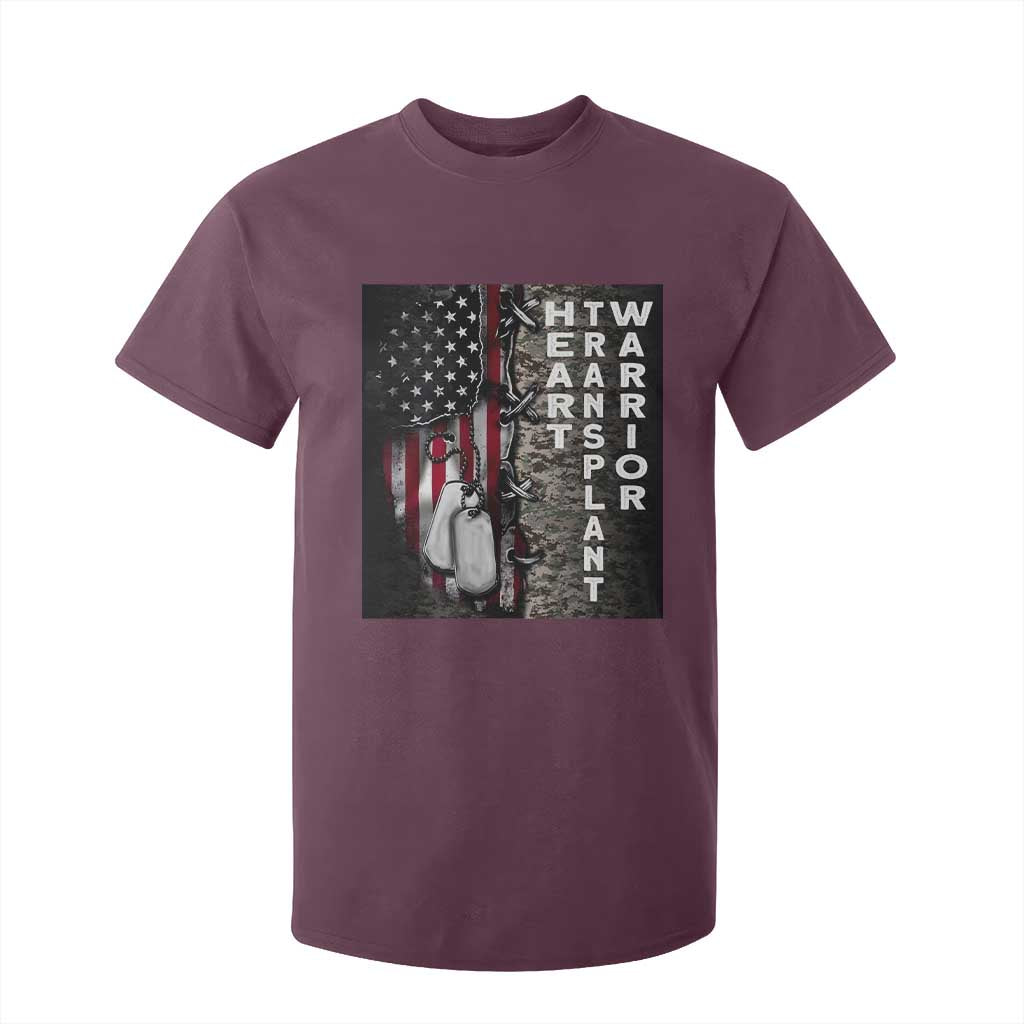 Heart Transplant Warrior T Shirt For Kid Surgery Survivor American Flag TS09 Maroon Print Your Wear