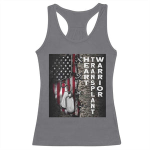 Heart Transplant Warrior Racerback Tank Top Surgery Survivor American Flag TS09 Charcoal Print Your Wear