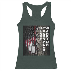Heart Transplant Warrior Racerback Tank Top Surgery Survivor American Flag TS09 Dark Forest Green Print Your Wear
