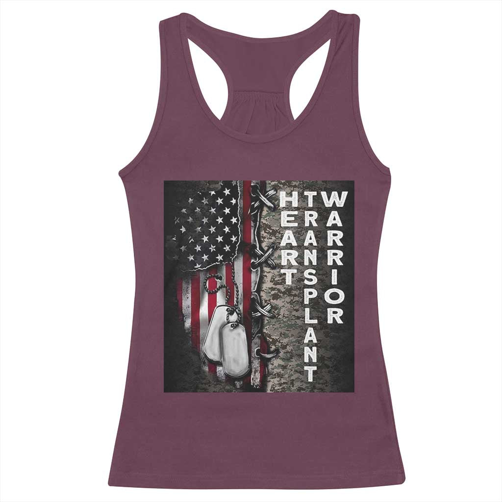 Heart Transplant Warrior Racerback Tank Top Surgery Survivor American Flag TS09 Maroon Print Your Wear
