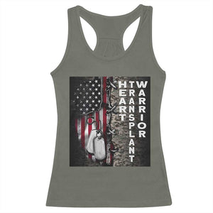 Heart Transplant Warrior Racerback Tank Top Surgery Survivor American Flag TS09 Military Green Print Your Wear