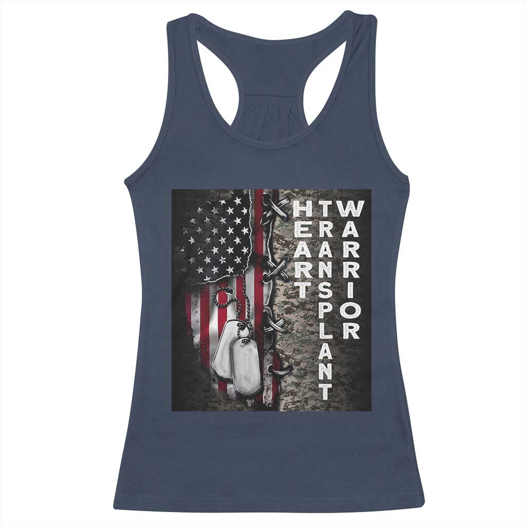 Heart Transplant Warrior Racerback Tank Top Surgery Survivor American Flag TS09 Navy Print Your Wear