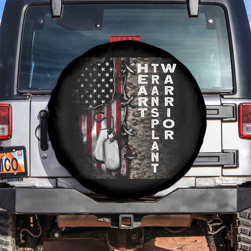 Heart Transplant Warrior Spare Tire Cover Surgery Survivor American Flag TS09 No hole Black Print Your Wear