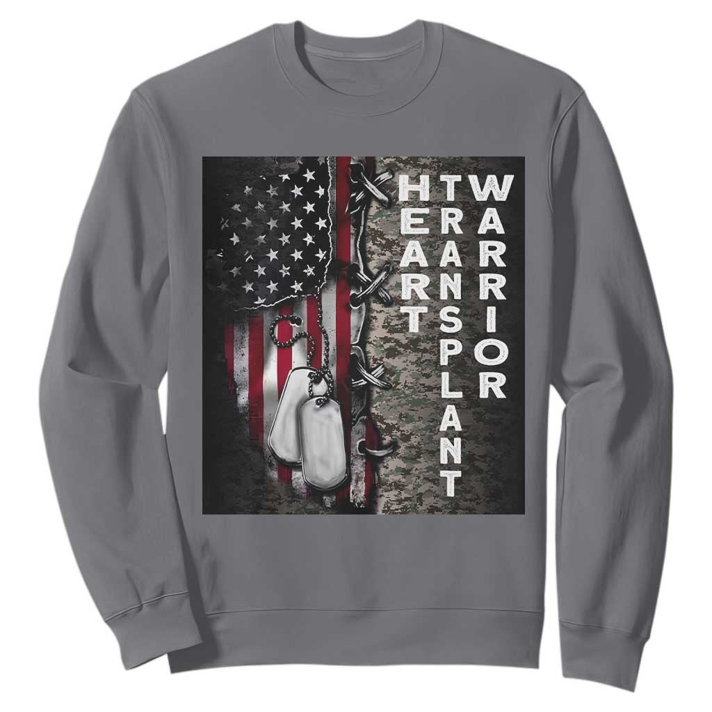 Heart Transplant Warrior Sweatshirt Surgery Survivor American Flag TS09 Charcoal Print Your Wear