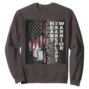 Heart Transplant Warrior Sweatshirt Surgery Survivor American Flag TS09 Dark Chocolate Print Your Wear
