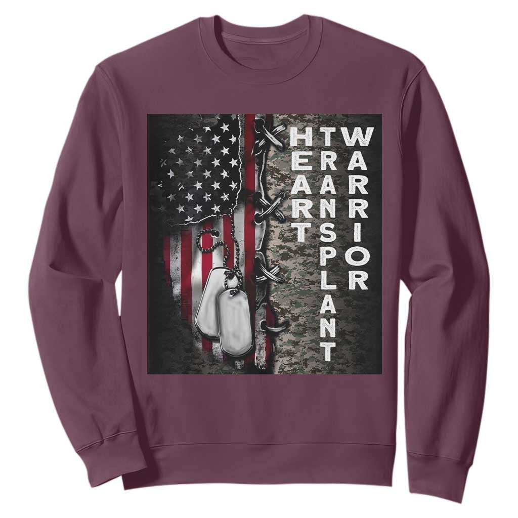 Heart Transplant Warrior Sweatshirt Surgery Survivor American Flag TS09 Maroon Print Your Wear