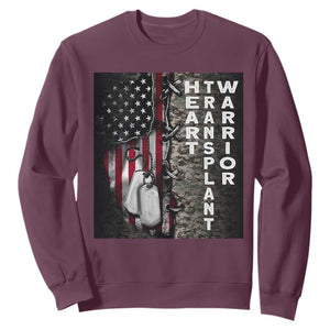 Heart Transplant Warrior Sweatshirt Surgery Survivor American Flag TS09 Maroon Print Your Wear