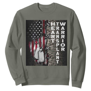 Heart Transplant Warrior Sweatshirt Surgery Survivor American Flag TS09 Military Green Print Your Wear