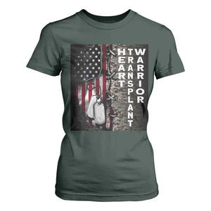 Heart Transplant Warrior T Shirt For Women Surgery Survivor American Flag TS09 Dark Forest Green Print Your Wear