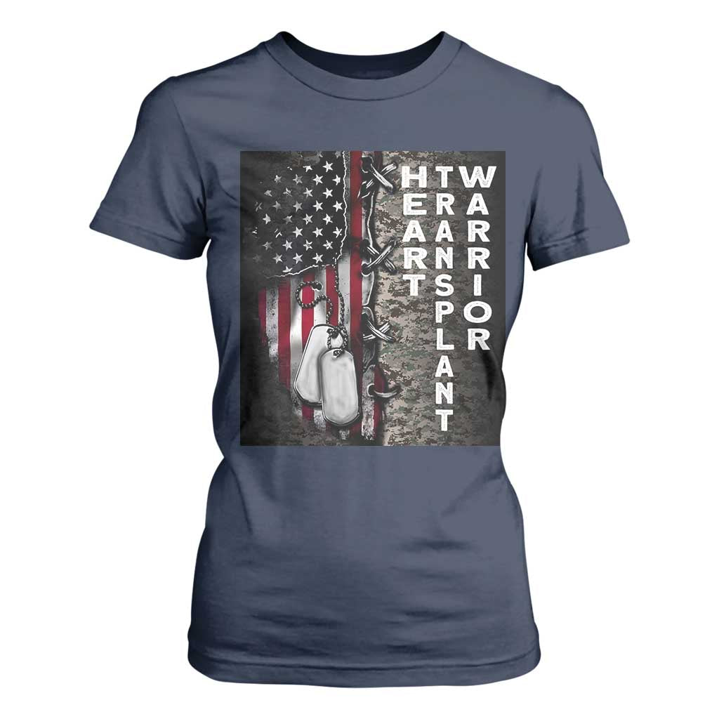 Heart Transplant Warrior T Shirt For Women Surgery Survivor American Flag TS09 Navy Print Your Wear