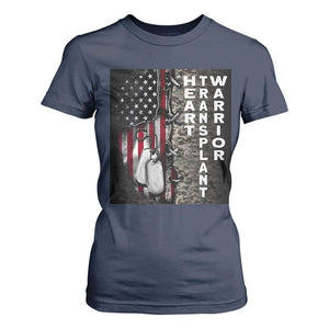 Heart Transplant Warrior T Shirt For Women Surgery Survivor American Flag TS09 Navy Print Your Wear