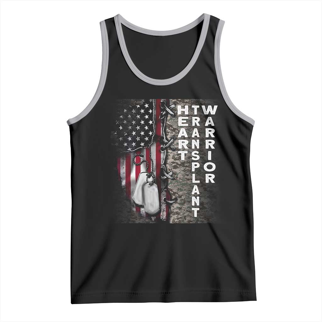 Heart Transplant Warrior Tank Top Surgery Survivor American Flag TS09 Black Athletic Heather Print Your Wear