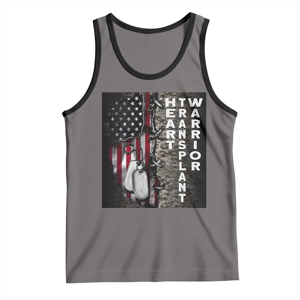 Heart Transplant Warrior Tank Top Surgery Survivor American Flag TS09 Deep Heather Black Print Your Wear