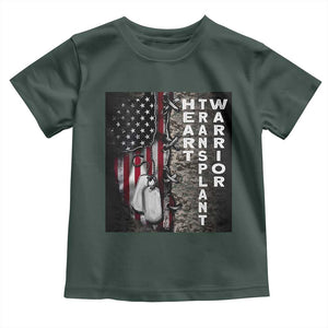 Heart Transplant Warrior Toddler T Shirt Surgery Survivor American Flag TS09 Dark Forest Green Print Your Wear