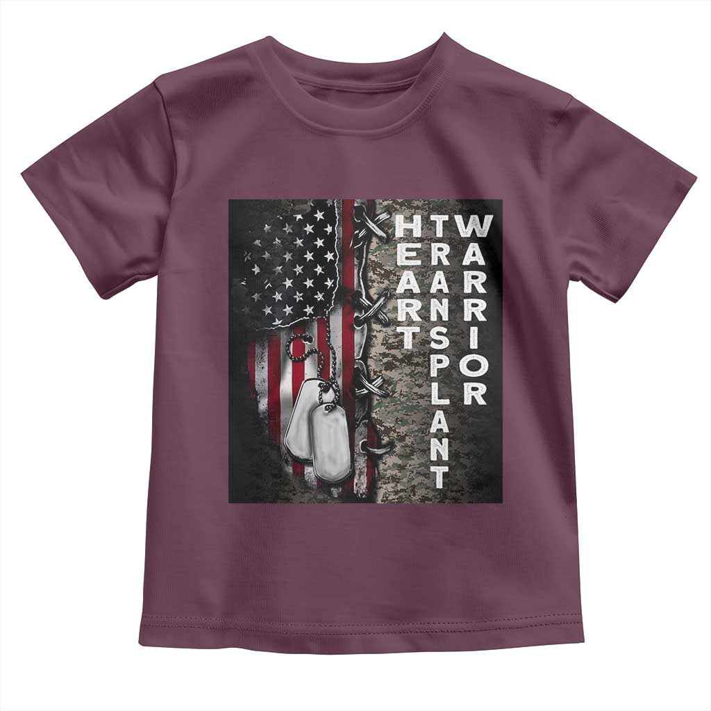 Heart Transplant Warrior Toddler T Shirt Surgery Survivor American Flag TS09 Maroon Print Your Wear