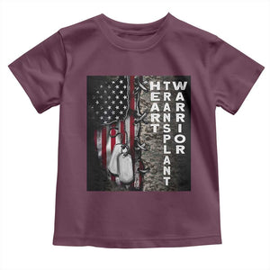 Heart Transplant Warrior Toddler T Shirt Surgery Survivor American Flag TS09 Maroon Print Your Wear