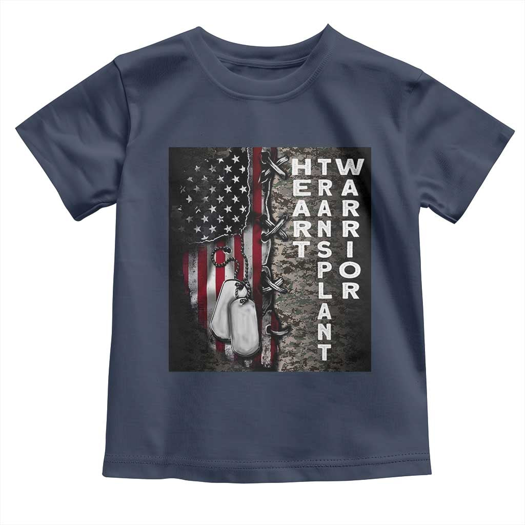 Heart Transplant Warrior Toddler T Shirt Surgery Survivor American Flag TS09 Navy Print Your Wear
