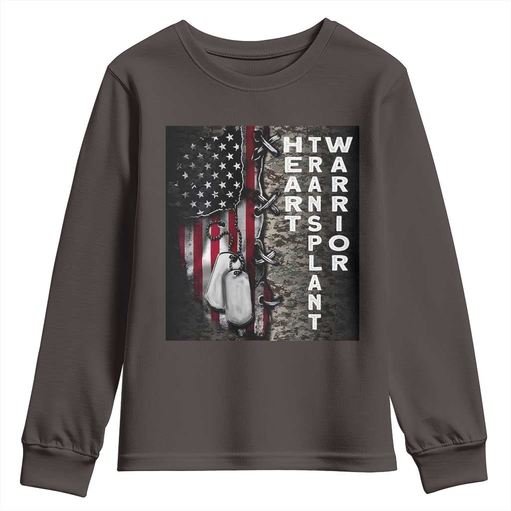 Heart Transplant Warrior Youth Sweatshirt Surgery Survivor American Flag TS09 Dark Chocolate Print Your Wear