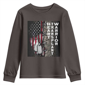Heart Transplant Warrior Youth Sweatshirt Surgery Survivor American Flag TS09 Dark Chocolate Print Your Wear