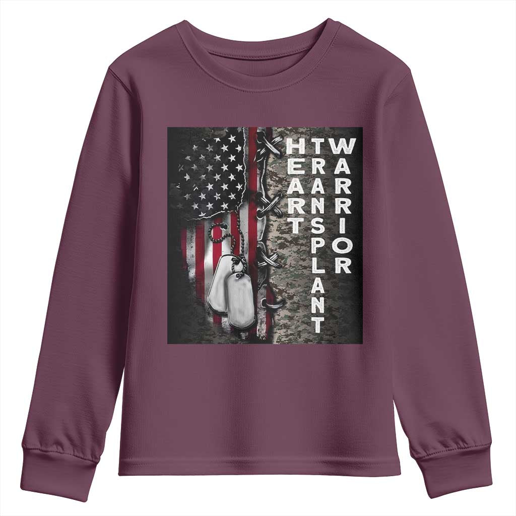 Heart Transplant Warrior Youth Sweatshirt Surgery Survivor American Flag TS09 Maroon Print Your Wear