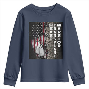 Heart Transplant Warrior Youth Sweatshirt Surgery Survivor American Flag TS09 Navy Print Your Wear