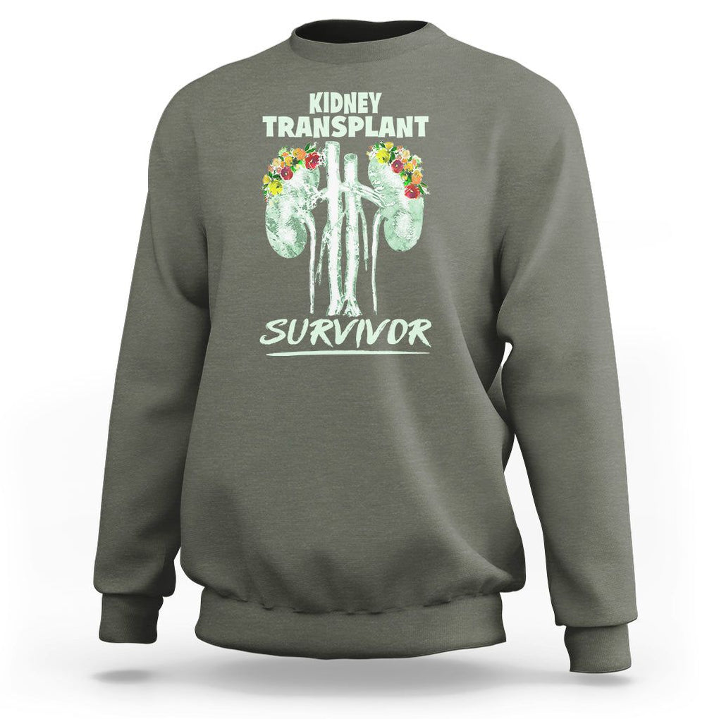 Kidney Transplant Survivor Organ Recipient Sweatshirt TS09 Military Green Printyourwear