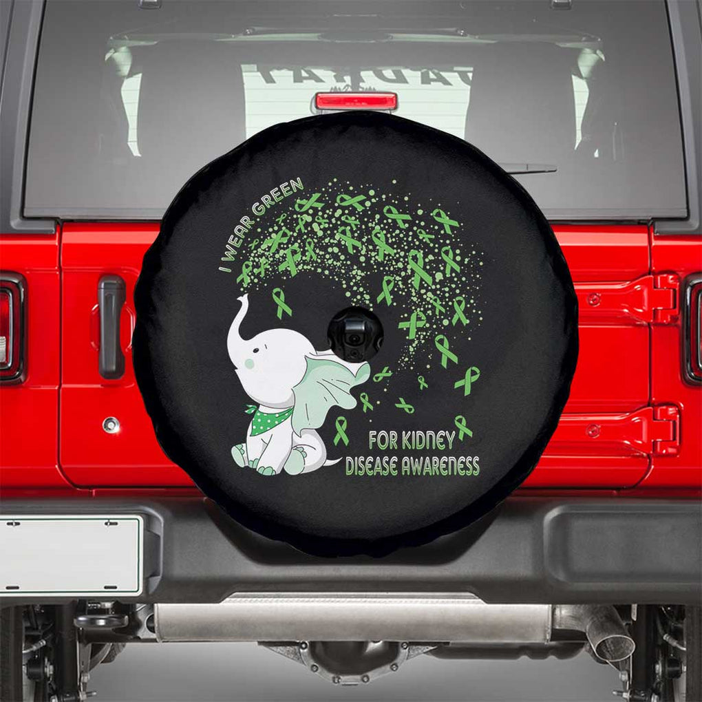 I Wear Green For Kidney Disease Awareness Elephant Survivors Spare Tire Cover TS09 Black Print Your Wear